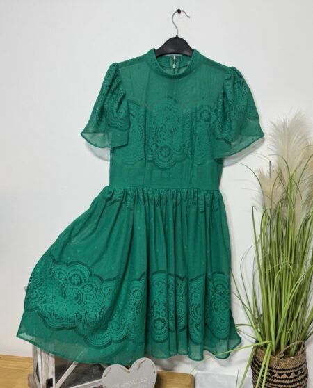 ASOS Emerald Green Lacey Lined With Net Petticoat Dress Size 8