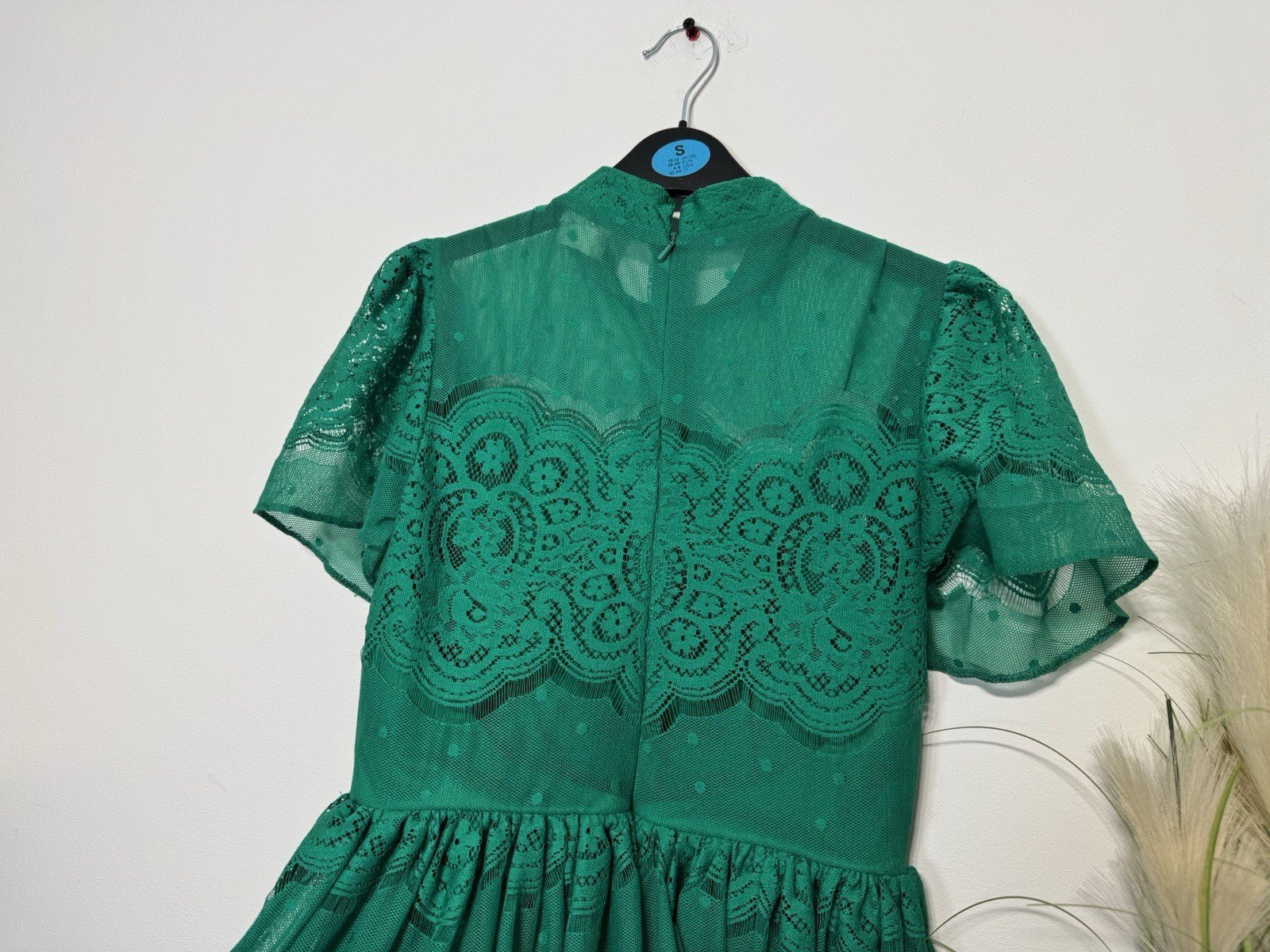 ASOS Emerald Green Lacey Lined With Net Petticoat Dress Size 8
