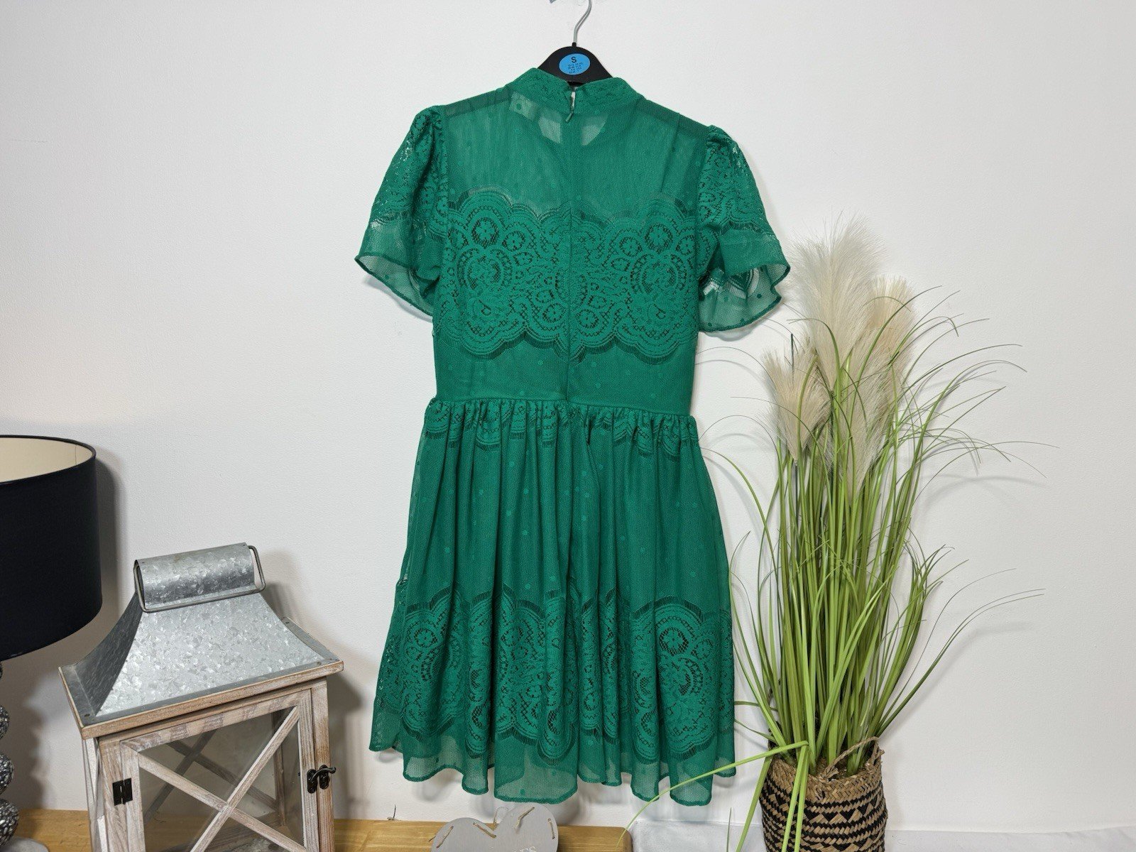 ASOS Emerald Green Lacey Lined With Net Petticoat Dress Size 8