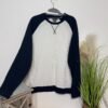 ASOS Waffle Knit Navy & White Long Sleeve Top Size M