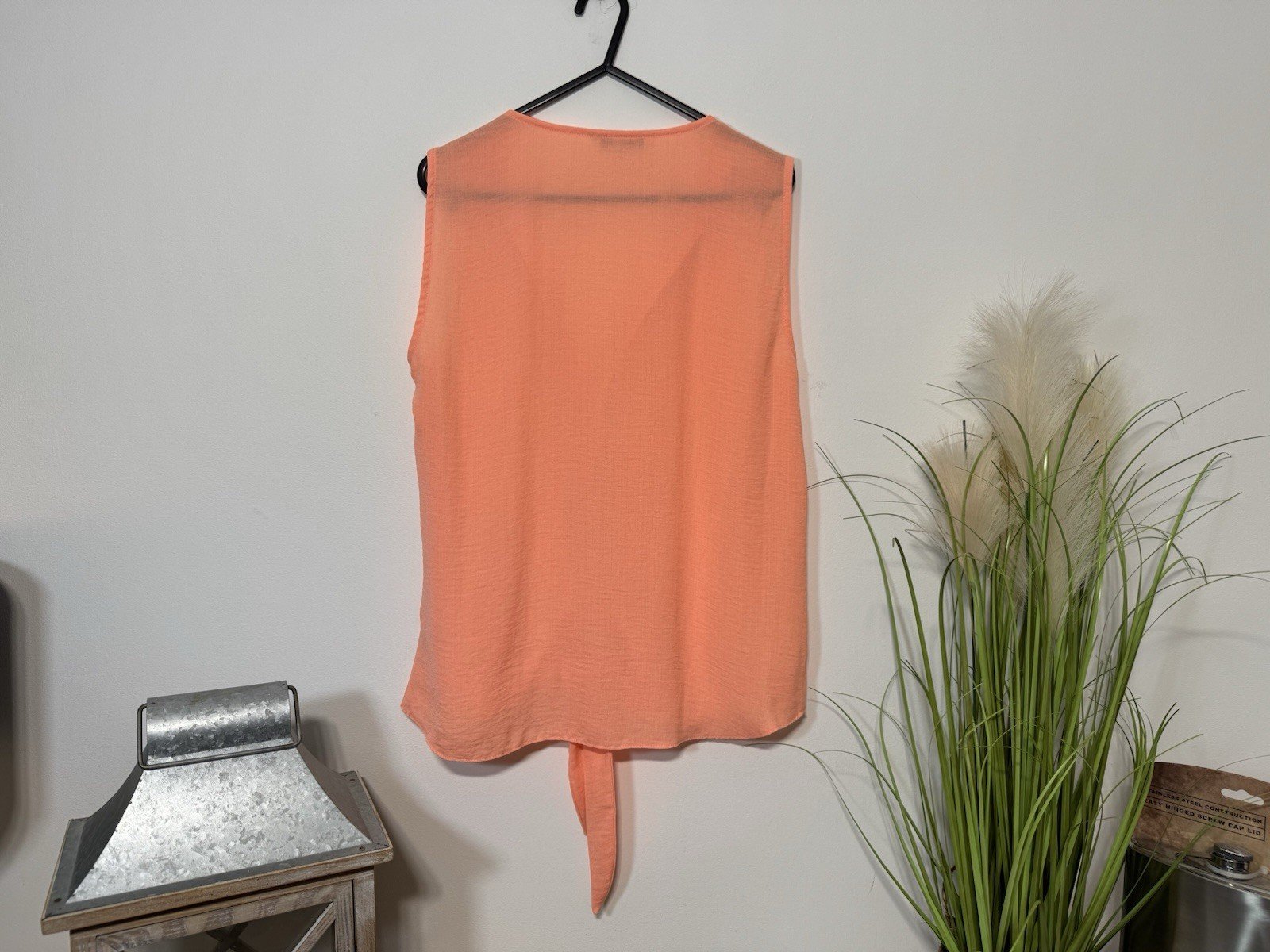 Apricot Textured Tie Front Blouse Size 10