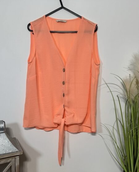 Apricot Textured Tie Front Blouse Size 10