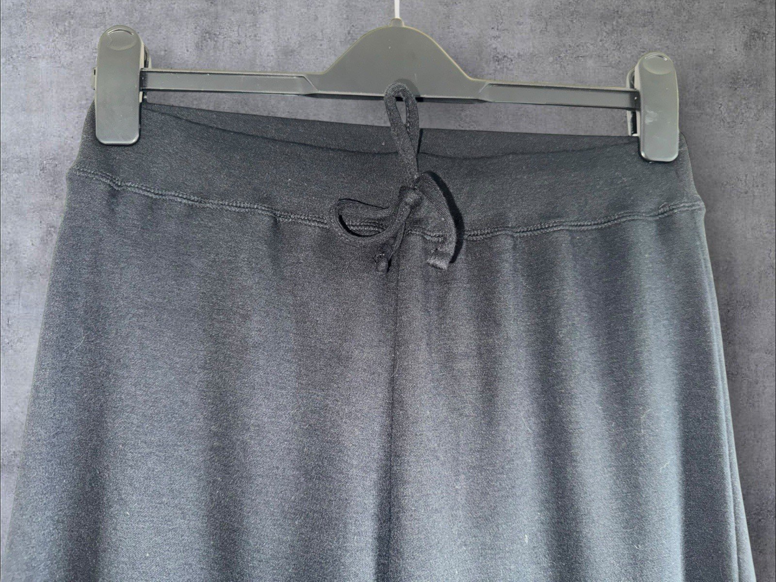 Black Cotton Blend Soft Stretch Trousers Elasticated Waist With Tie Front Size S