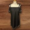 Black Tie Strap Dress Off The Shoulder Drop Sleeve Embroidered Sleeve/hem Size10