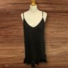 Boohoo Black Strap Dress With Frill Hem Cotton Size 14
