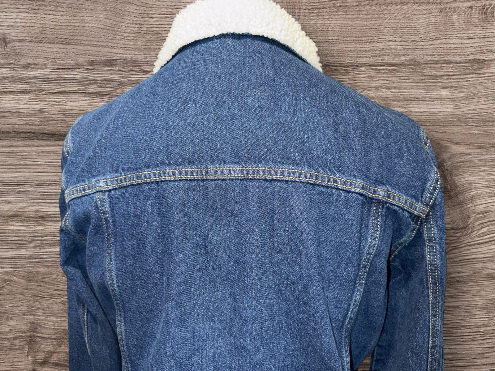 Boohoo Man Blue Denim Jacket Fleece Collar Size M