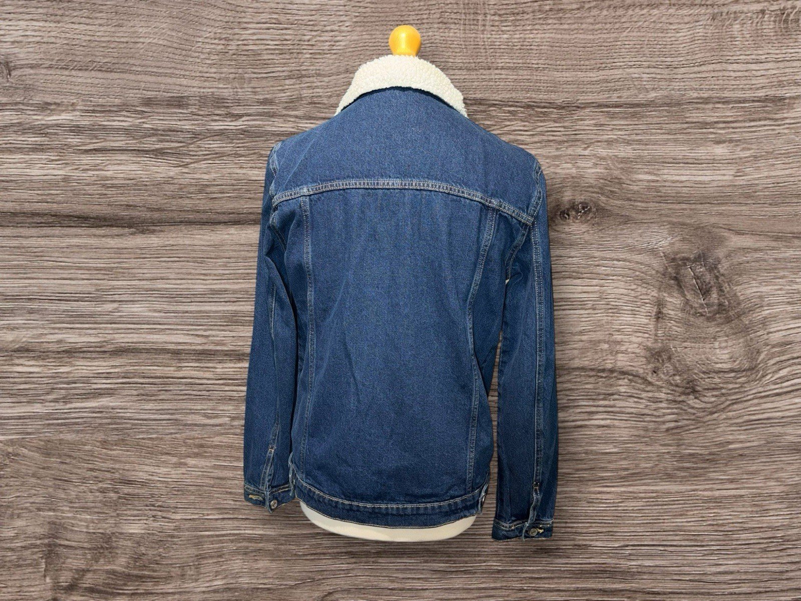 Boohoo Man Blue Denim Jacket Fleece Collar Size M