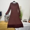 Burgundy Supersoft Fit & Flare Long Sleeve Midi Dress Size 12-14