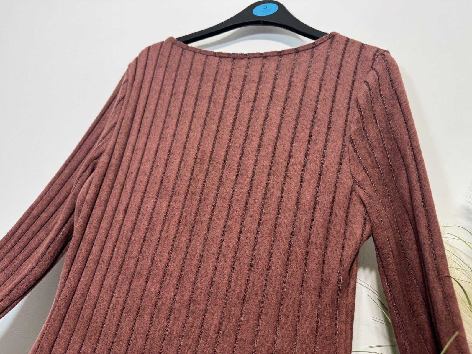 Burgundy Supersoft Fit & Flare Long Sleeve Midi Dress Size 12-14