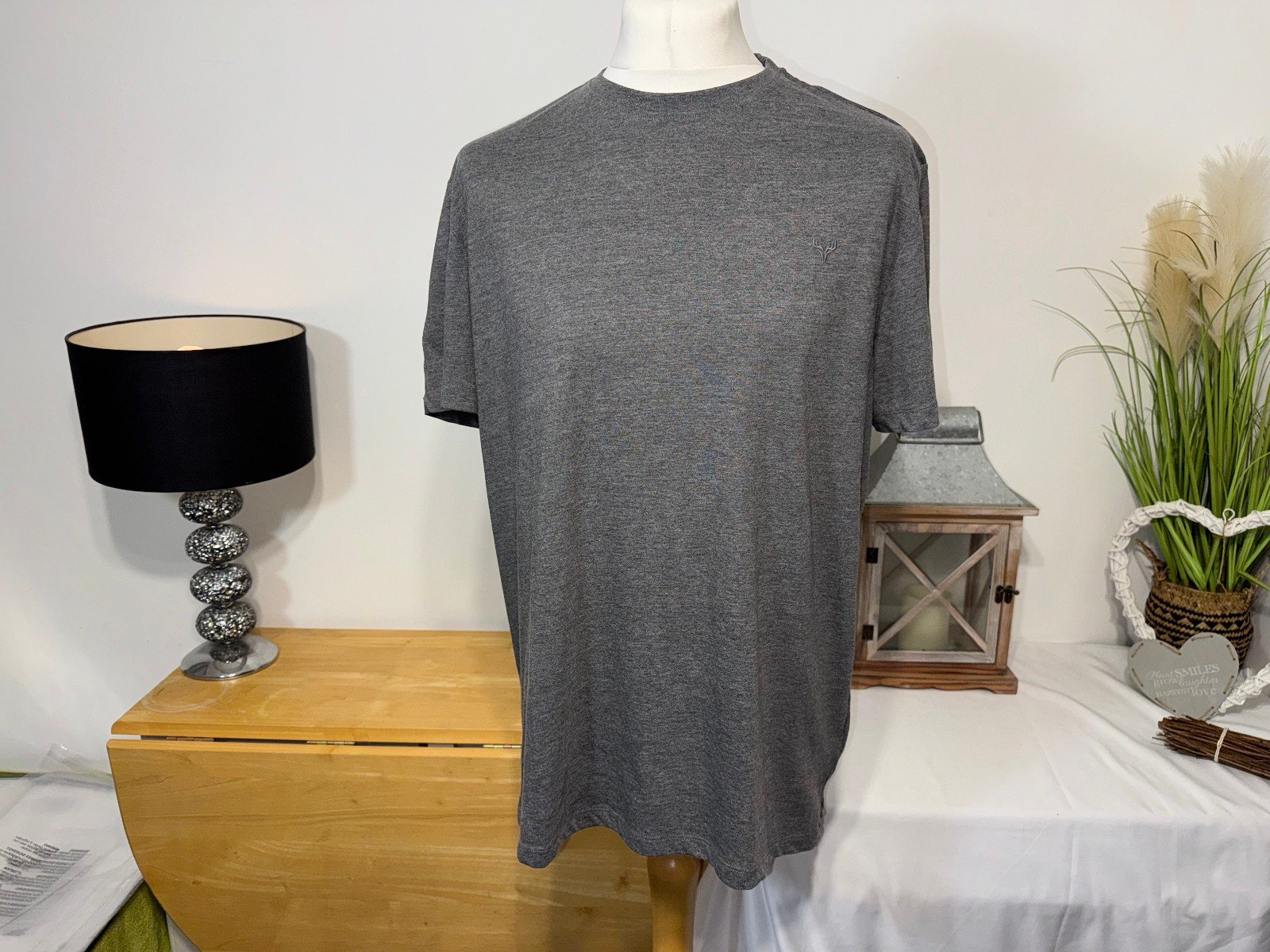 DARK GREY LOUNGEWEAR SHORT SLEEVE TOP SIZE XL