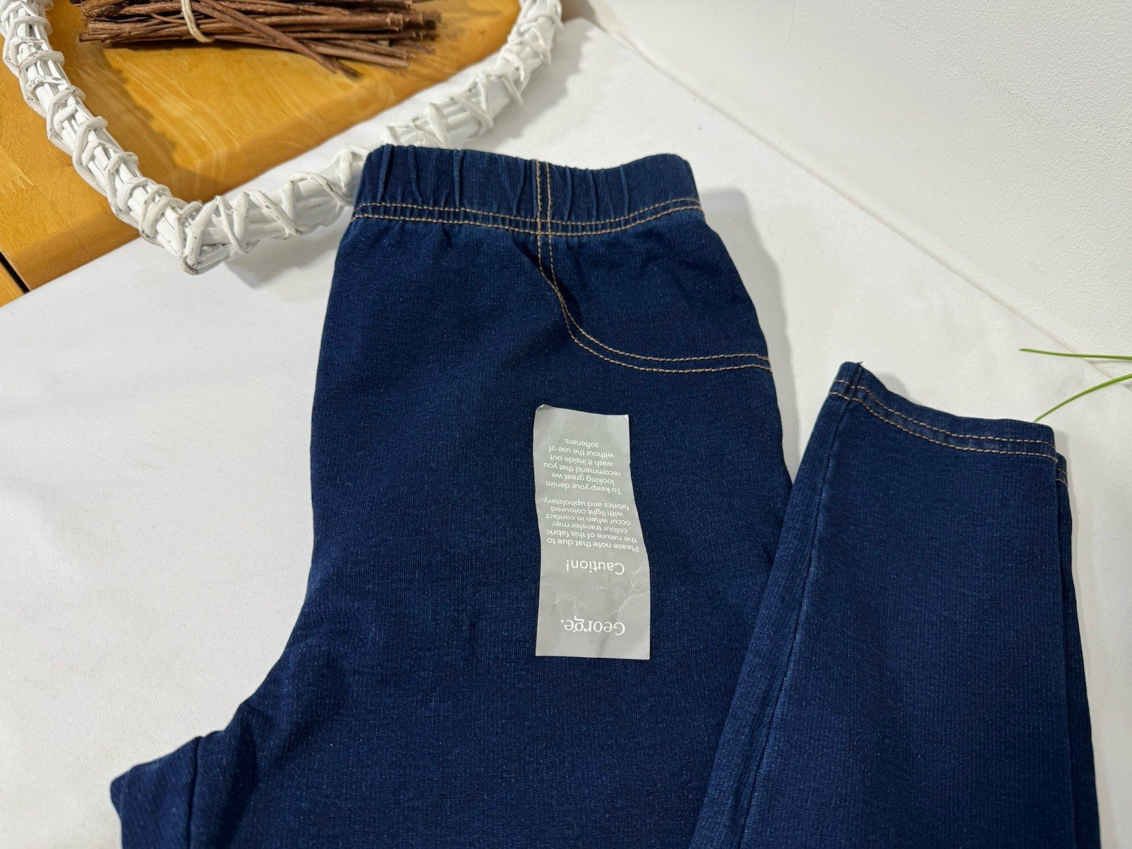 Denim Effect Skinny Leggings Size 4-6