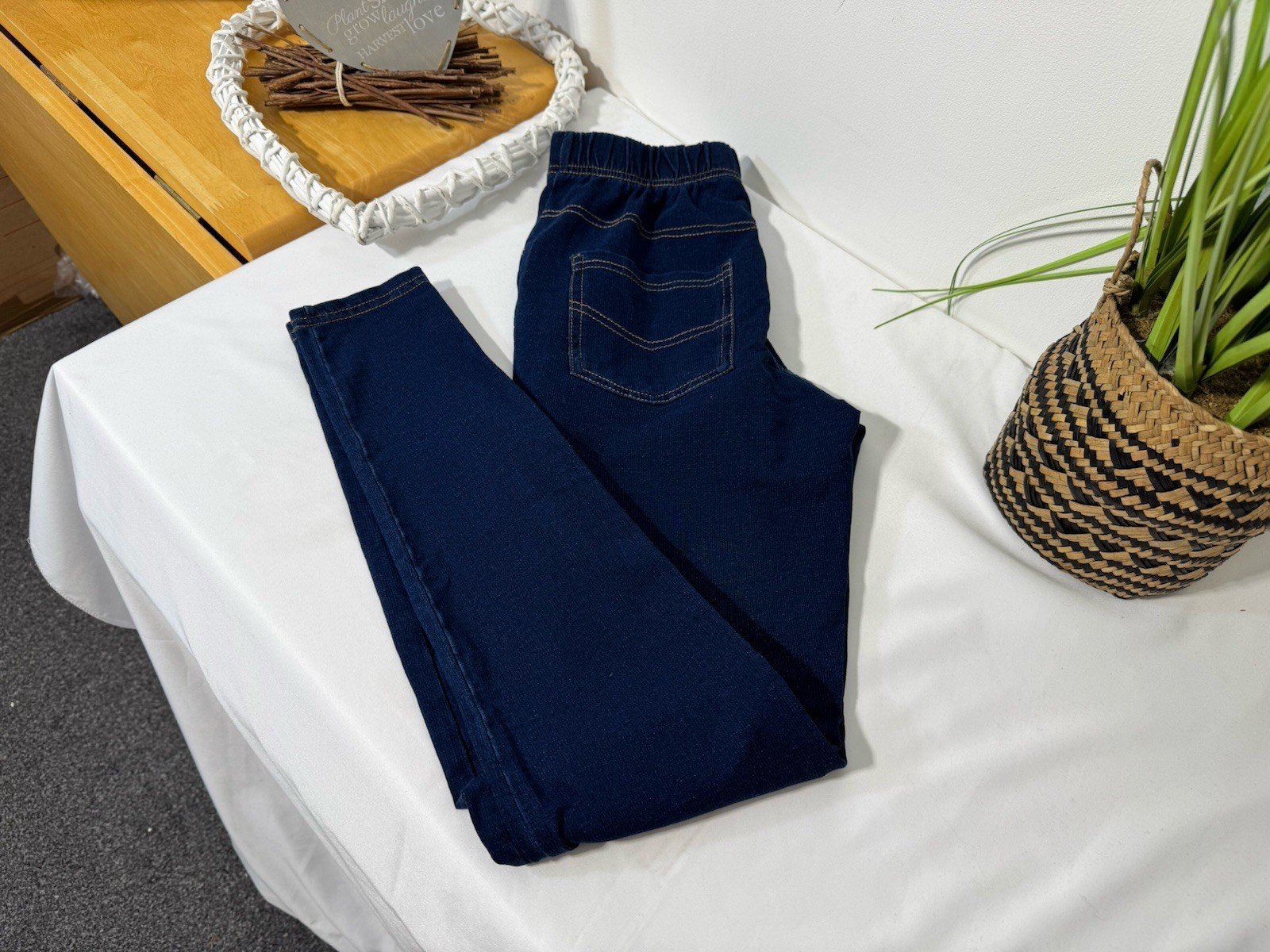 Denim Effect Skinny Leggings Size 4-6