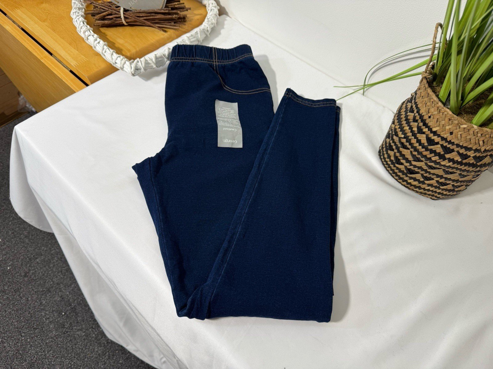 Denim Effect Skinny Leggings Size 4-6