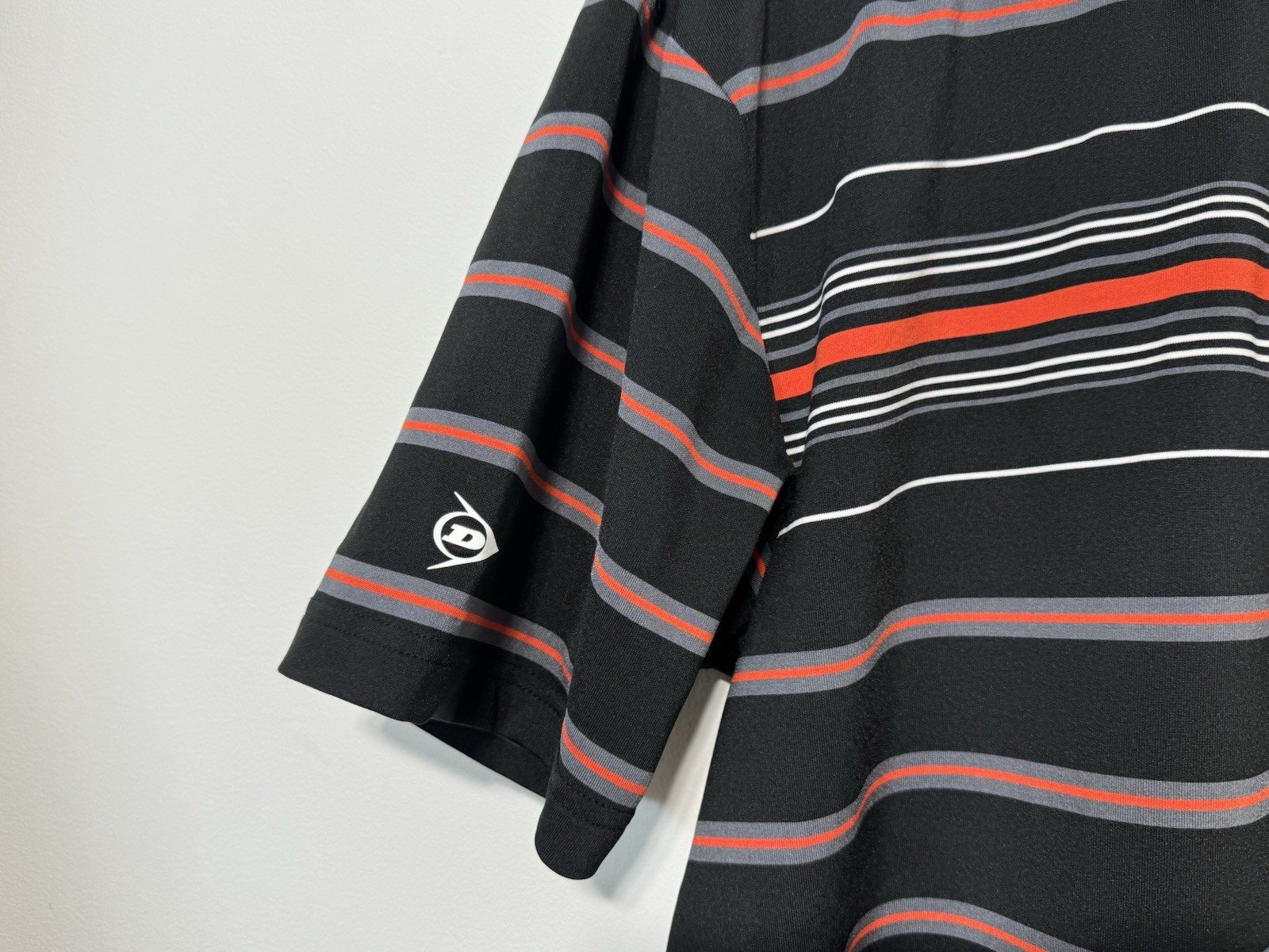 Dunlop Stripe Logo Chest Arm Short Sleeve Polo Top Size L