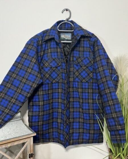 Euro Style Royal Blue Check Lined & Padded Button Thru Shacket Size M