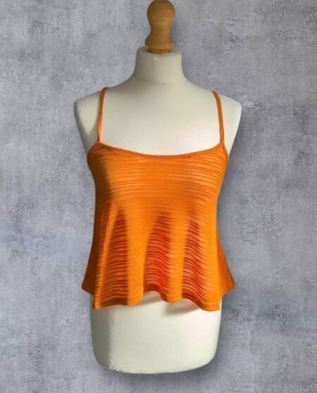 Fashion Studio Burnt Orange Flowy Crop Top Pit-pit 15in