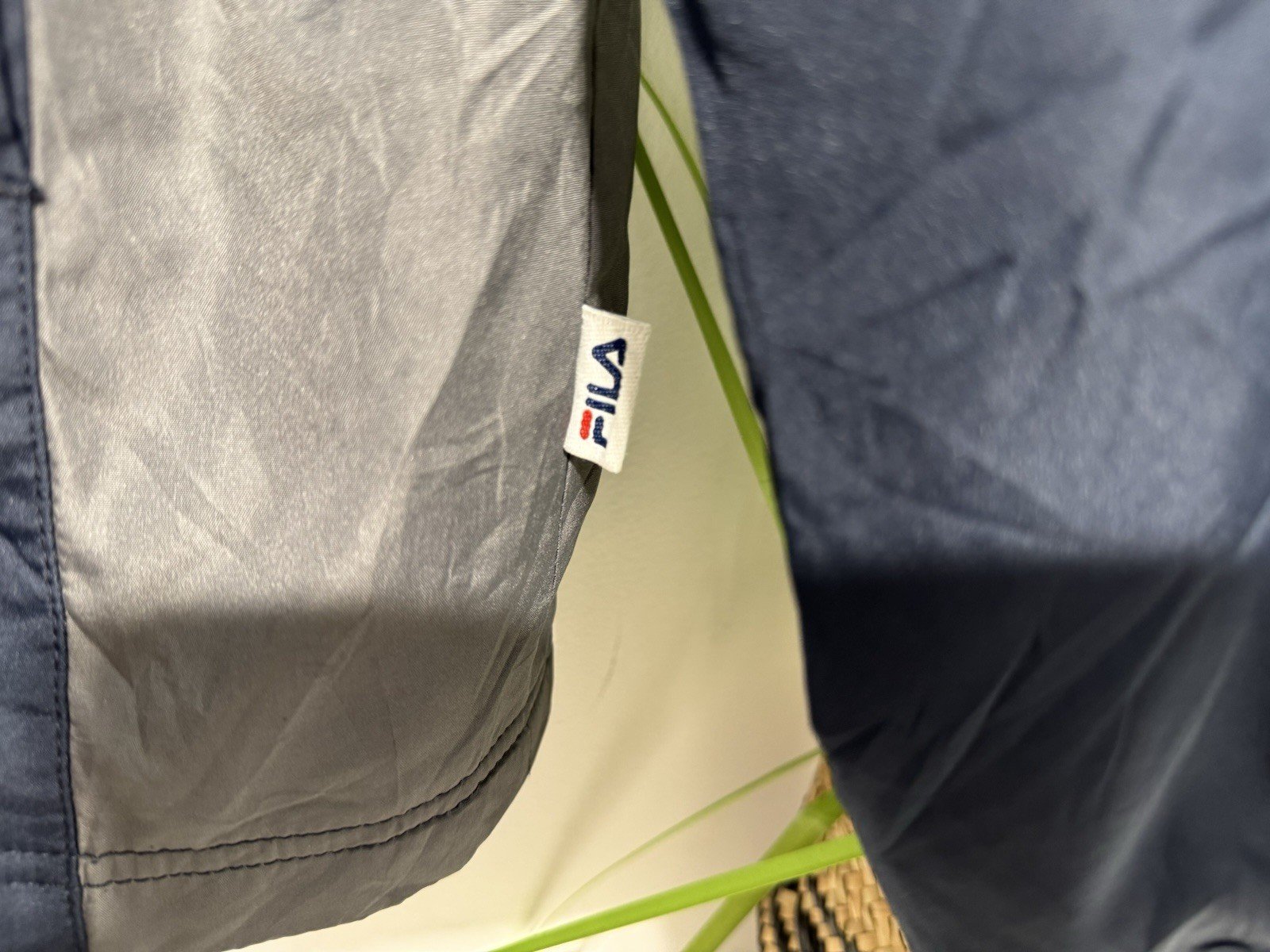 Fila Navy Full Zip High Collar Logo Arm Stripe Fleece Lined Jacket Size L