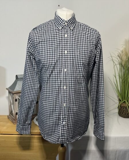 Gap Navy & White Check Button Down Long Sleeve Shirt Size L