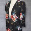 Kimono Beach Cover Up Black Floral Textured Fabric Size M