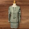 Lined Dress/Tunic Cream/Green Stripe Pearl Detail To Sleeve Tie Front Size M