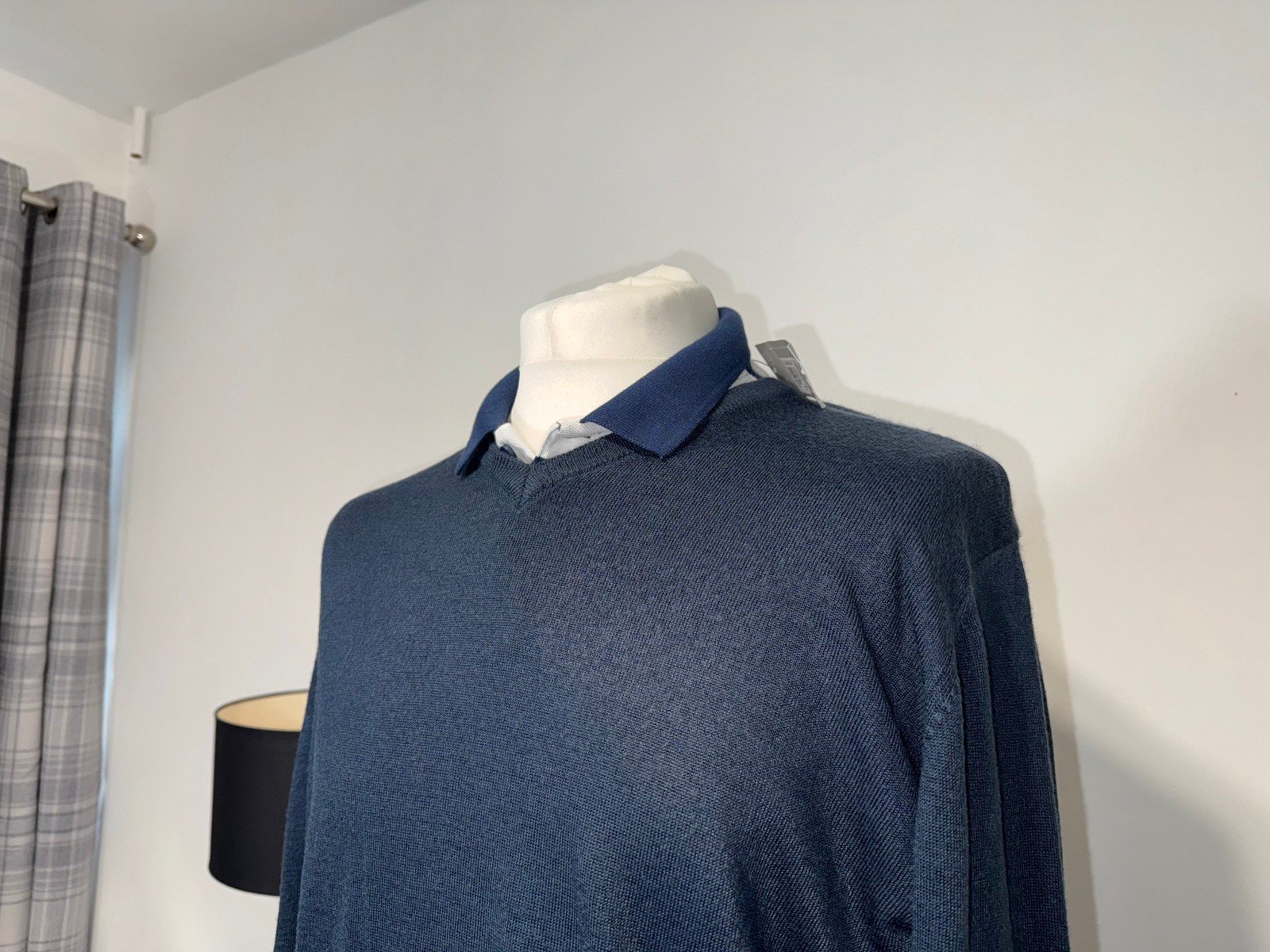 M&S CASHMILON NAVY MIX V-NECK JUMPER SIZE 2XL