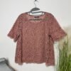 M&S Rose Pink Lace Effect Short Sleeve Relaxed Fit Blouse Size M/L