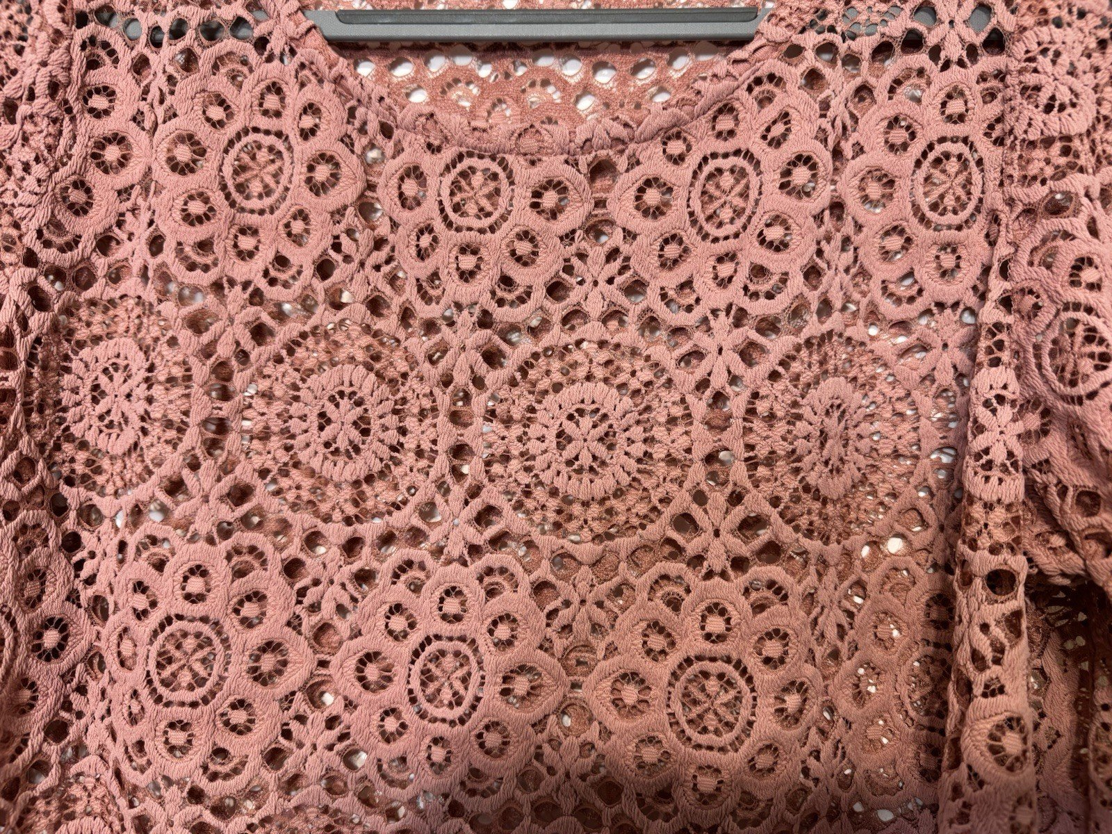 M&S Rose Pink Lace Effect Short Sleeve Relaxed Fit Blouse Size M/L