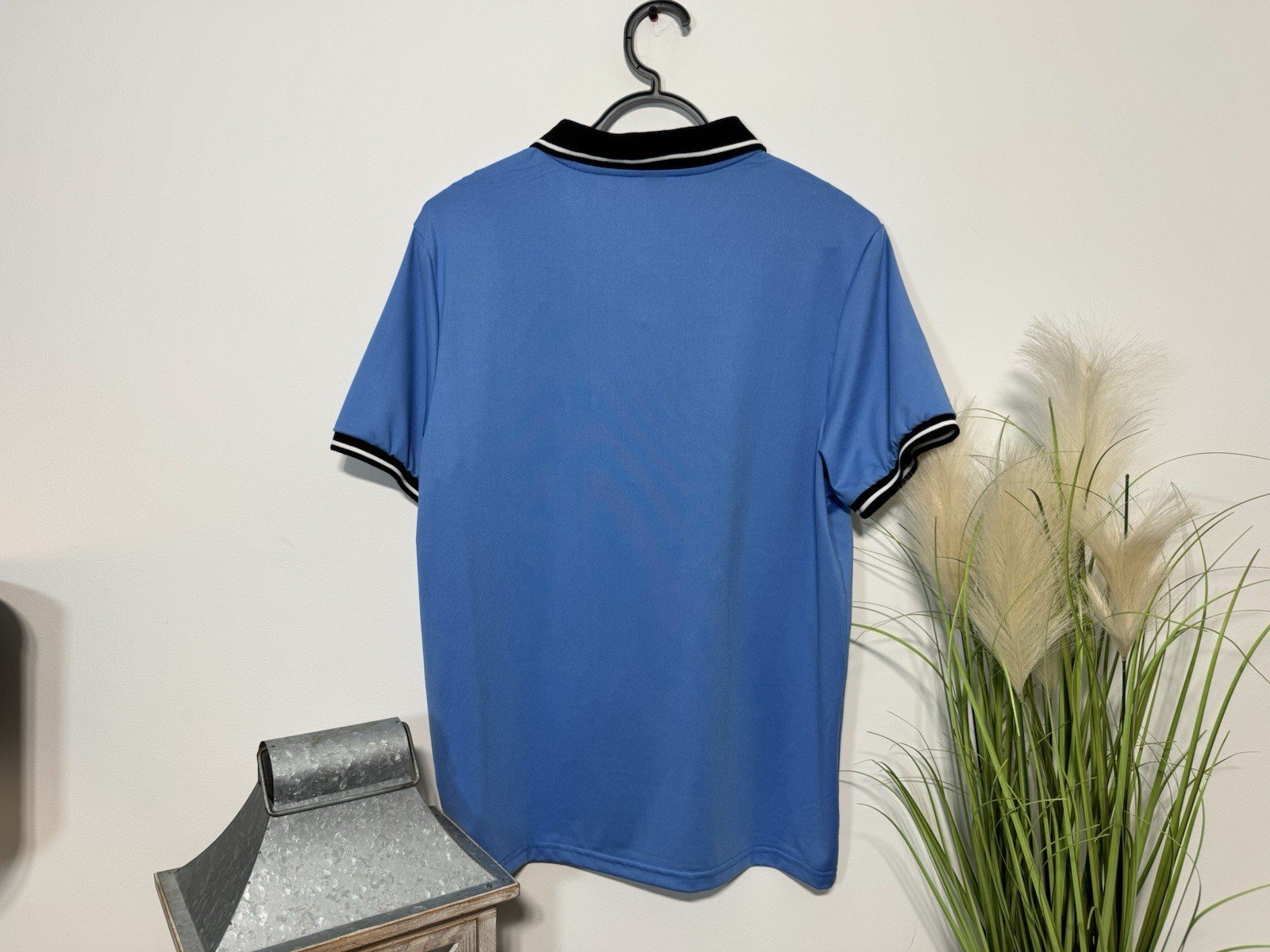 Manfinity Blue Collar Contrast Short Sleeve Polo Top Size S