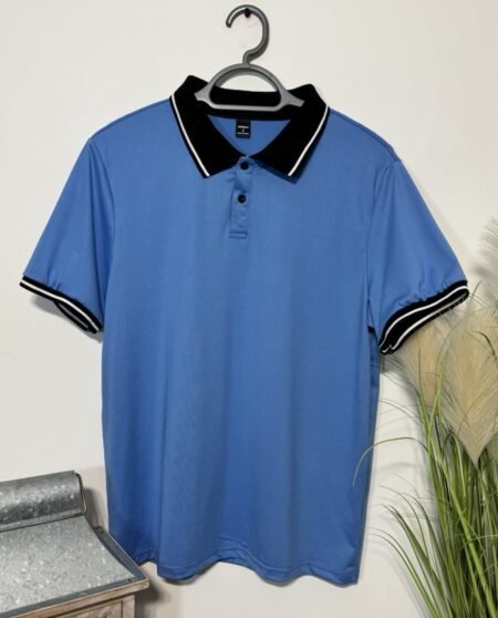 Manfinity Blue Collar Contrast Short Sleeve Polo Top Size S