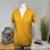 Mustard Crinkle Wrap Effect Blouse Elasticated Waist Gather Shoulders 10