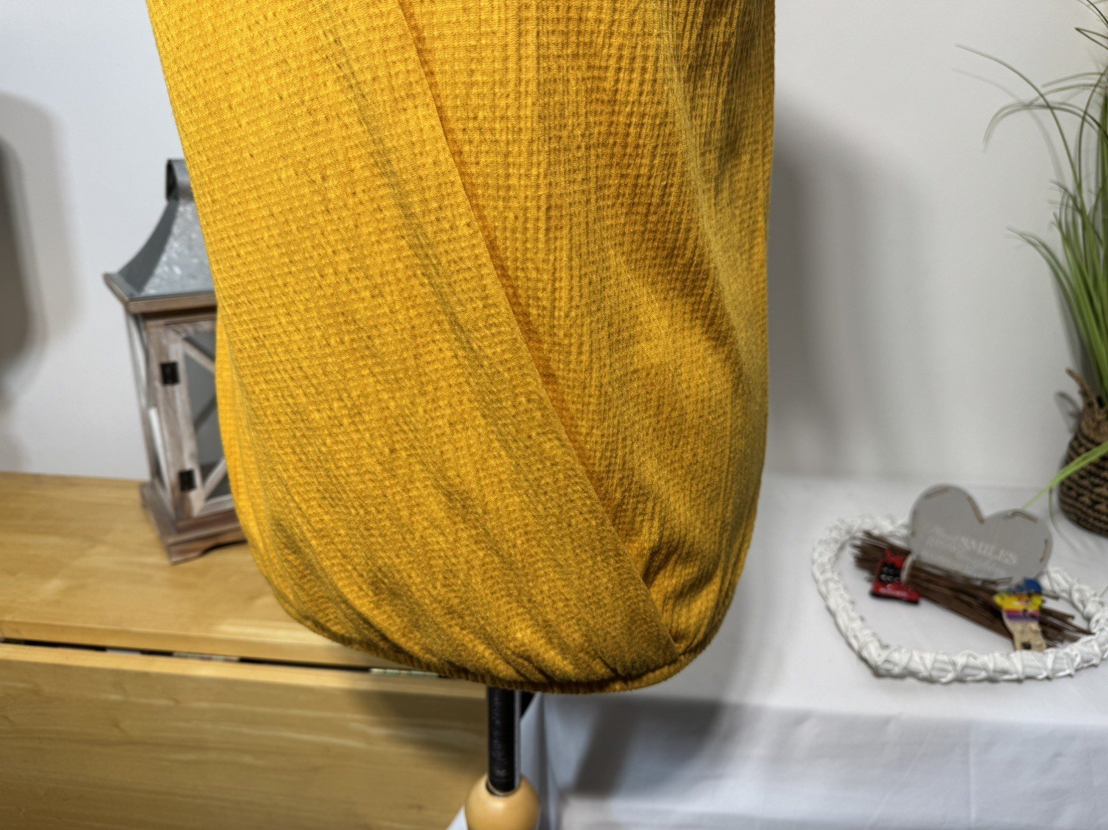 Mustard Crinkle Wrap Effect Blouse Elasticated Waist Gather Shoulders 10