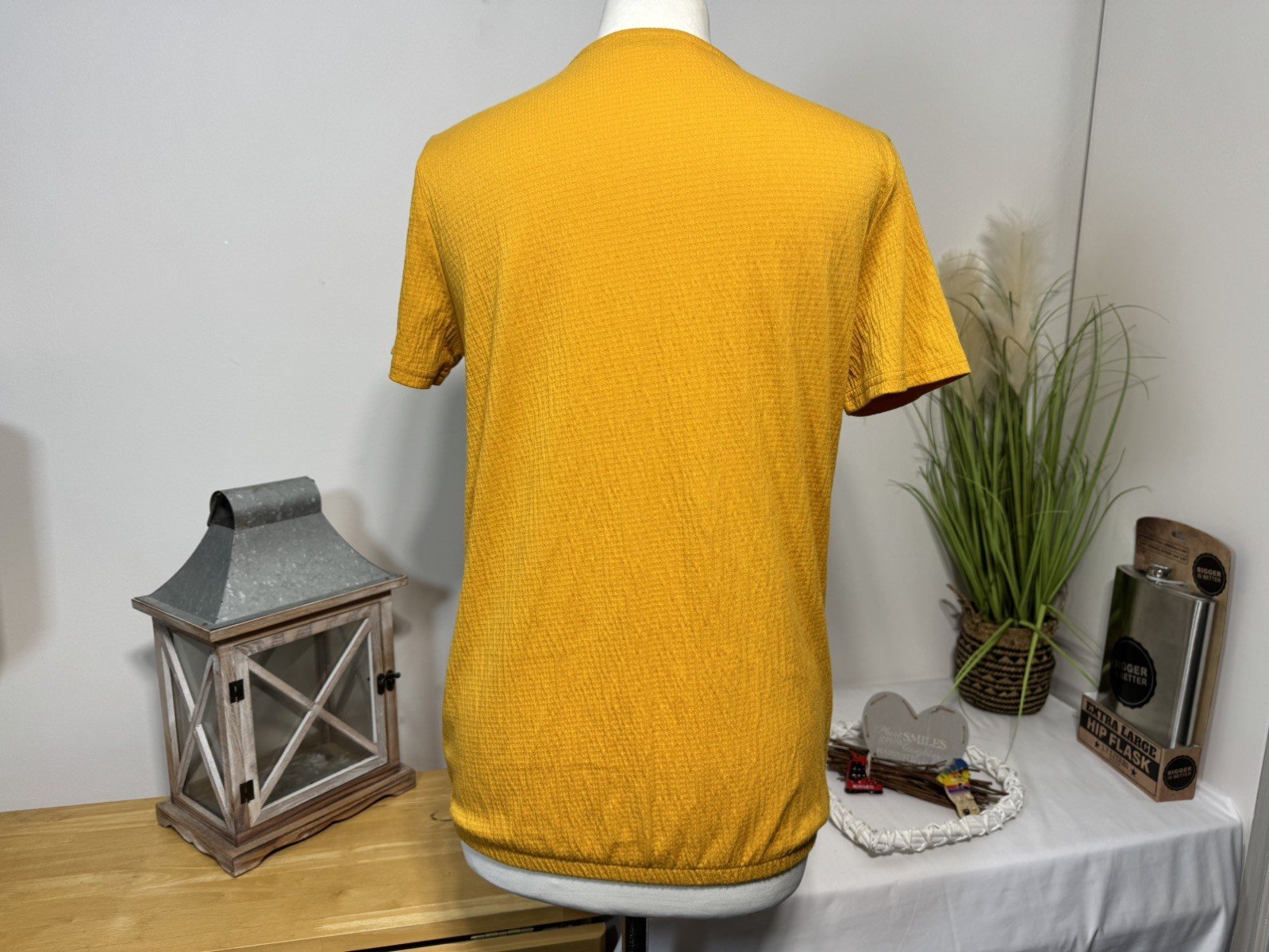 Mustard Crinkle Wrap Effect Blouse Elasticated Waist Gather Shoulders 10