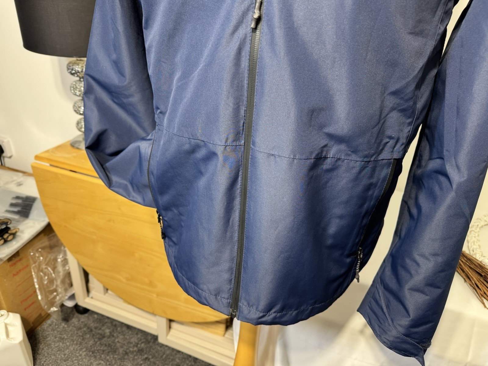 Navy Showerproof Mesh Lined Hooded Full Zip Jacket Size M