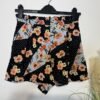 New Look Black Floral Design High Waisted Shorts Size S