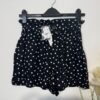 New Look Black Linen Blend Polka Dot High Waisted Shorts Size 8