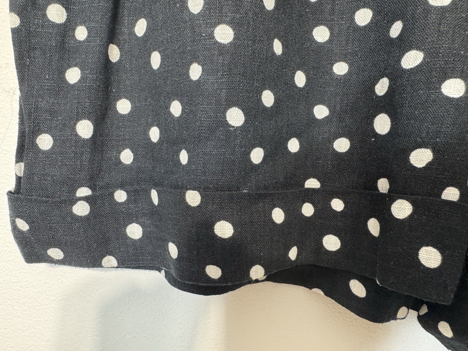 New Look Black Linen Blend Polka Dot High Waisted Shorts Size 8