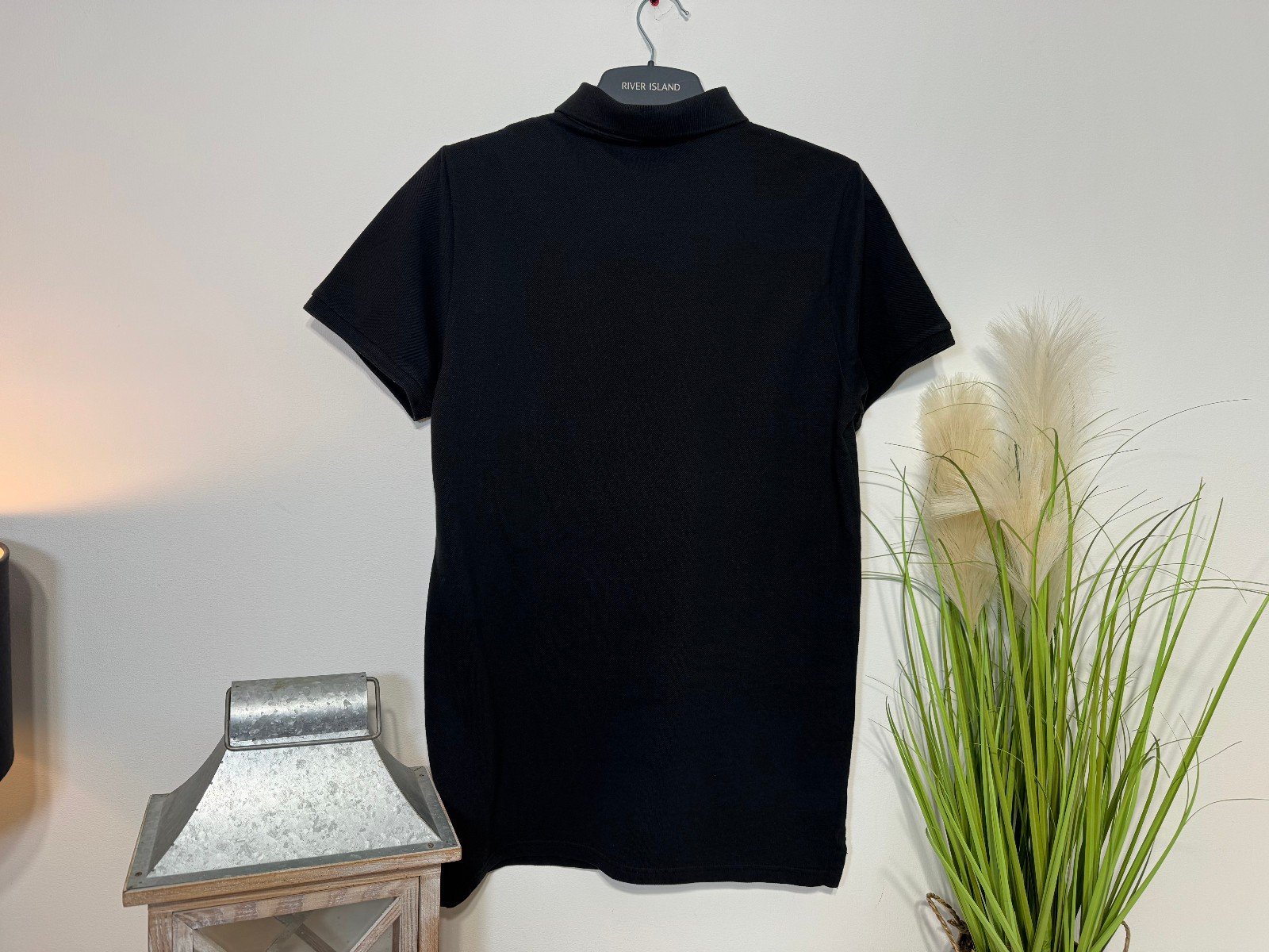 Next Black Motif Pique Knit Polo Top Size 16yr Small Adult
