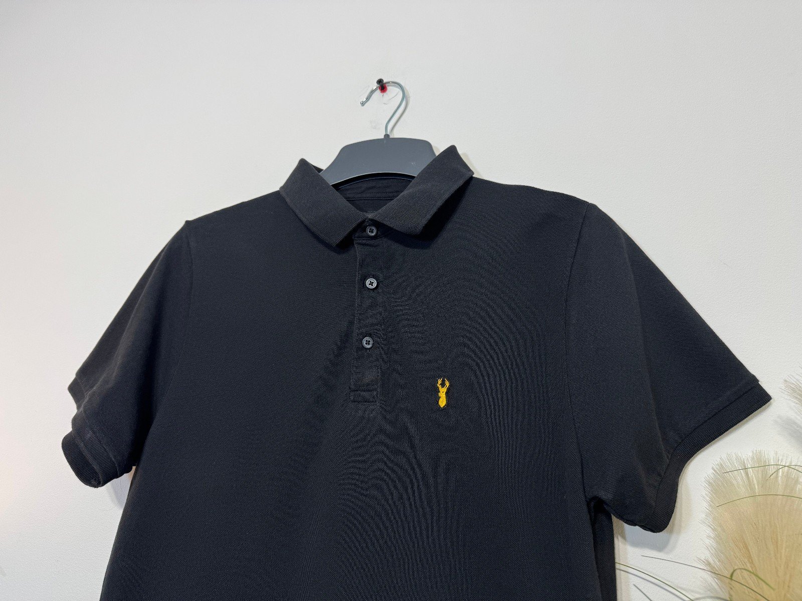Next Black Motif Pique Knit Polo Top Size 16yr Small Adult