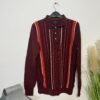 Next Burgundy Stripe Fine Knit Long Sleeve Polo Size S