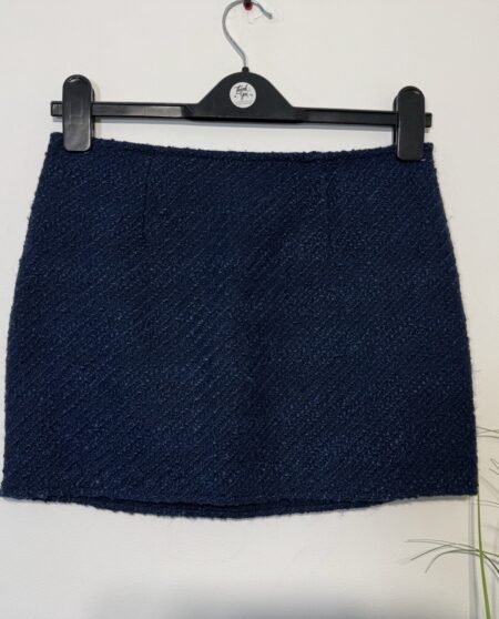 PLT Navy Wool Blend Textured Mini Skirt Size 8
