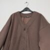 PLT Petite Chocolate Fleece Lined Button Thru Top Size 12-14