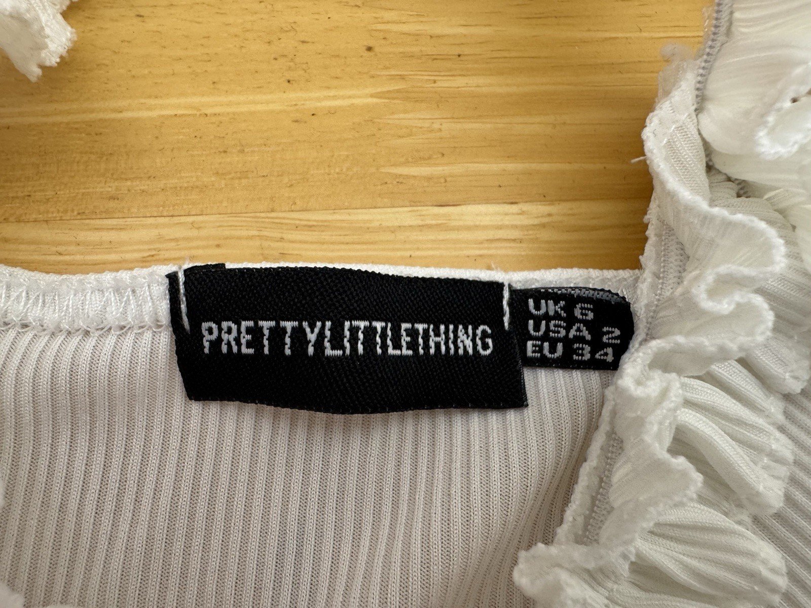 PLT White Ribbed Tie Front Crop Top Size XS