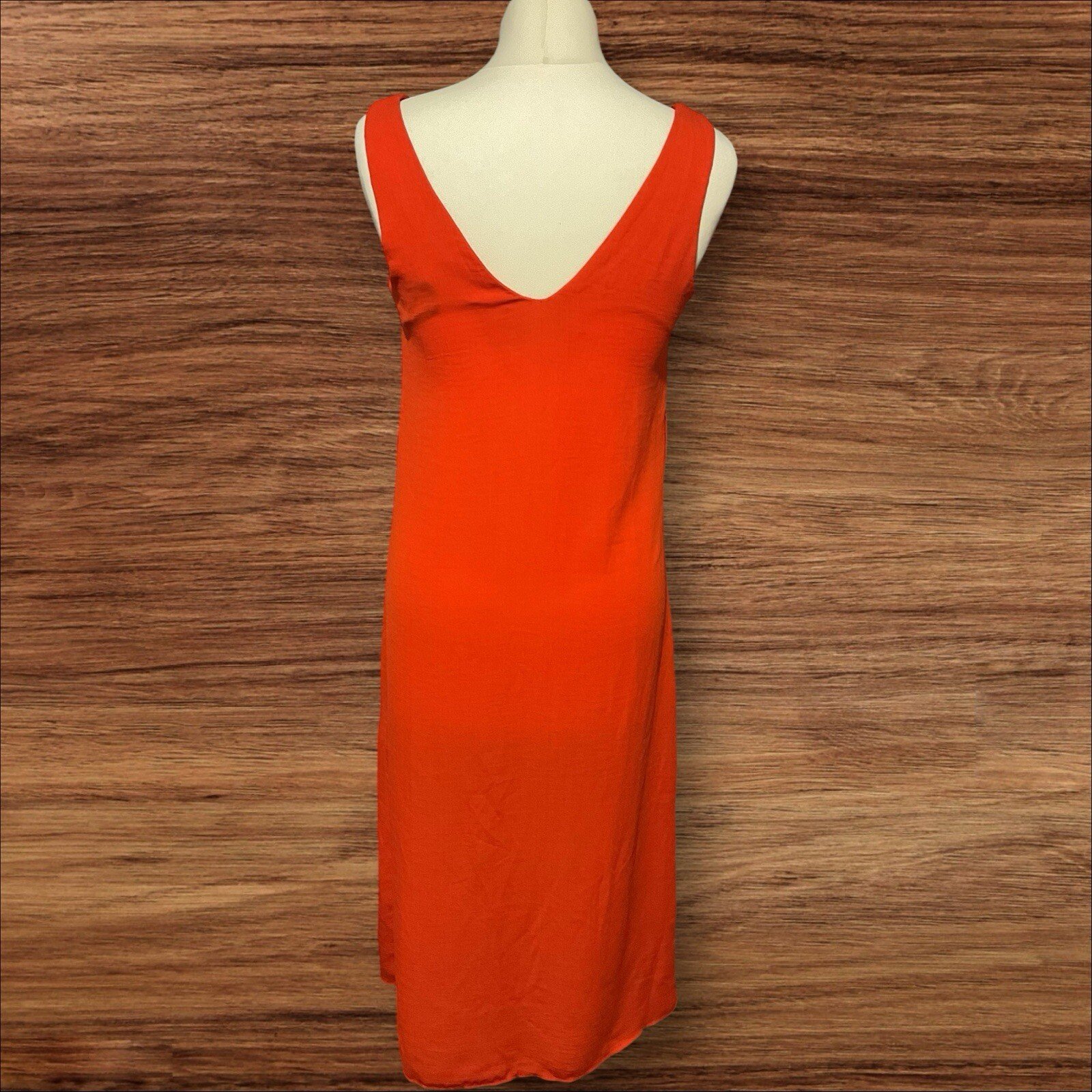 Red Midi Button Through Sleeveless Dress Waist Hooks For A Belt Size 8