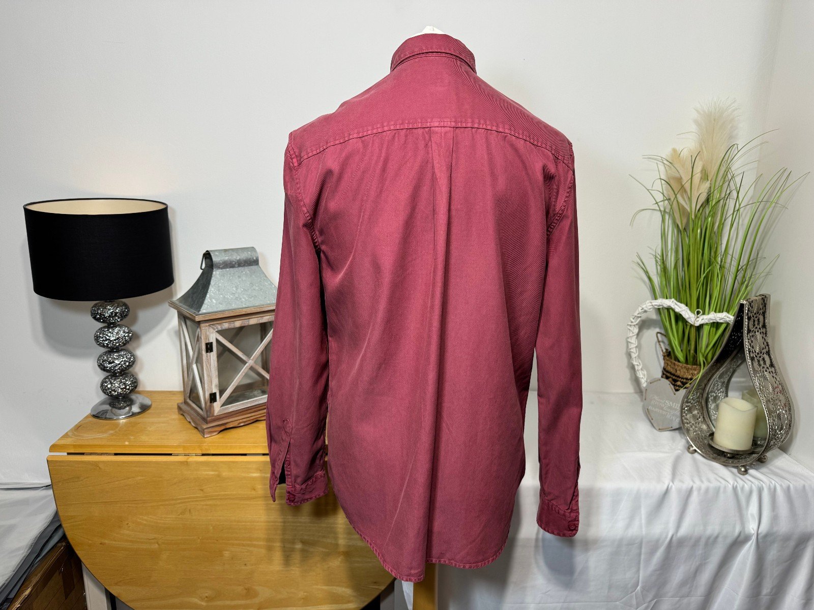 River Island Raspberry Heavy Cotton Long Sleeve Shirt Size M