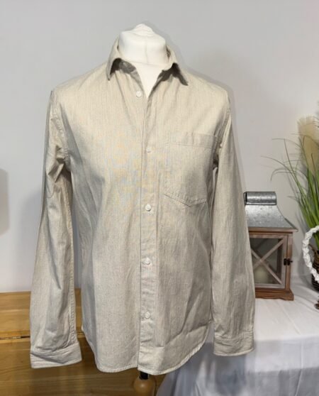 River Island Stone Linen Blend Long Sleeve Shirt
