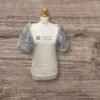 River Island White T Shirt Balloon Sheer Sleeves Front Motif Size 12