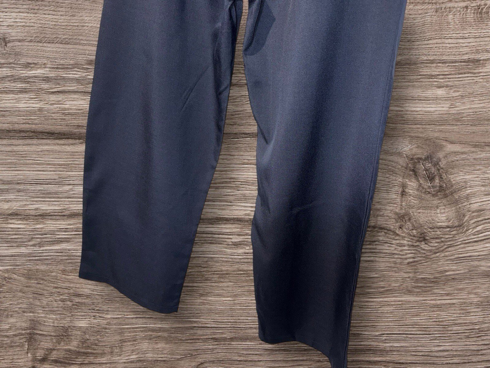 SHEIN Navy Blue Wide Leg Trousers Front Pleats Pockets Belt Loops Size L