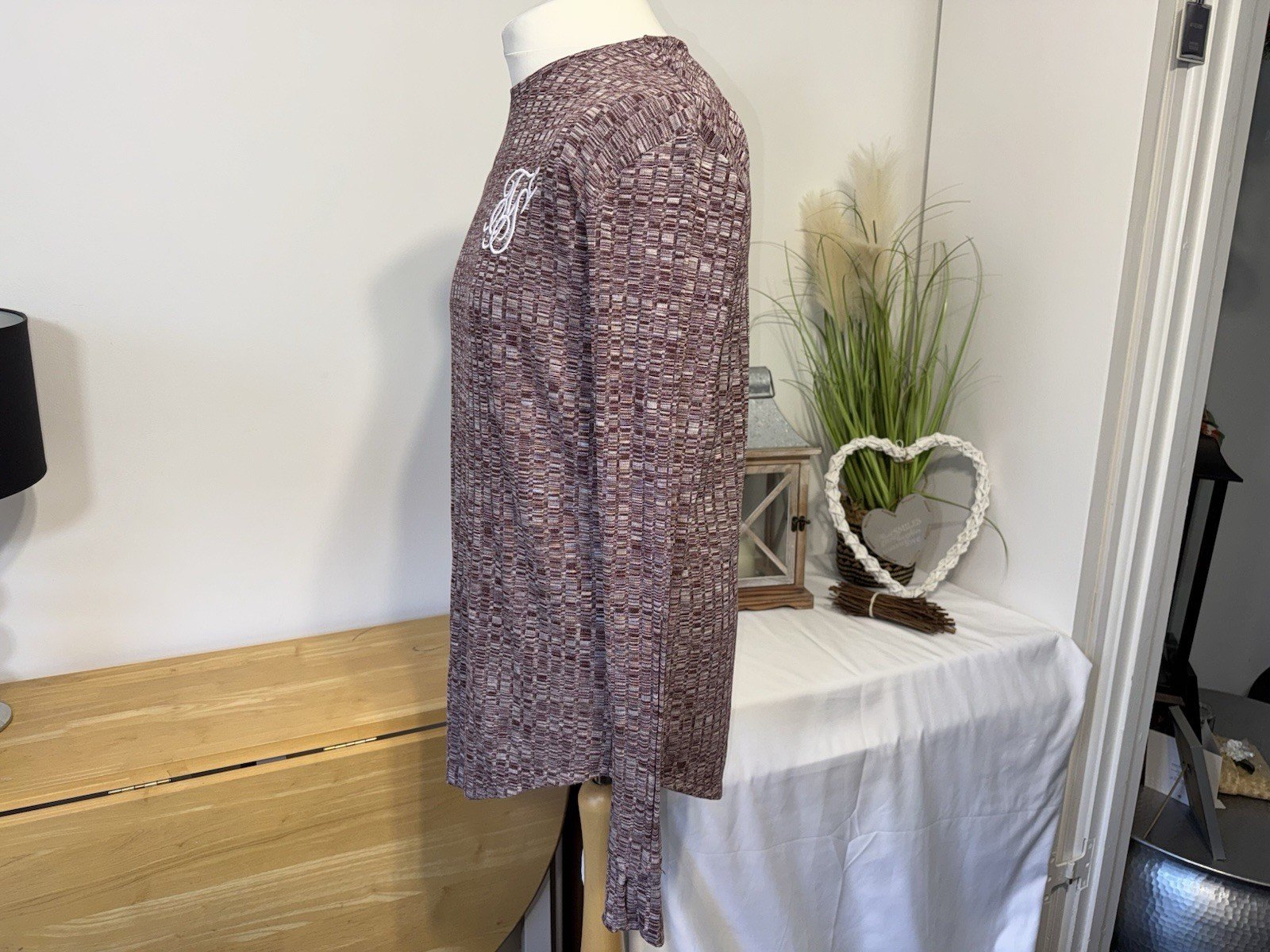 Siksilk Rib Long Sleeve Top Size S