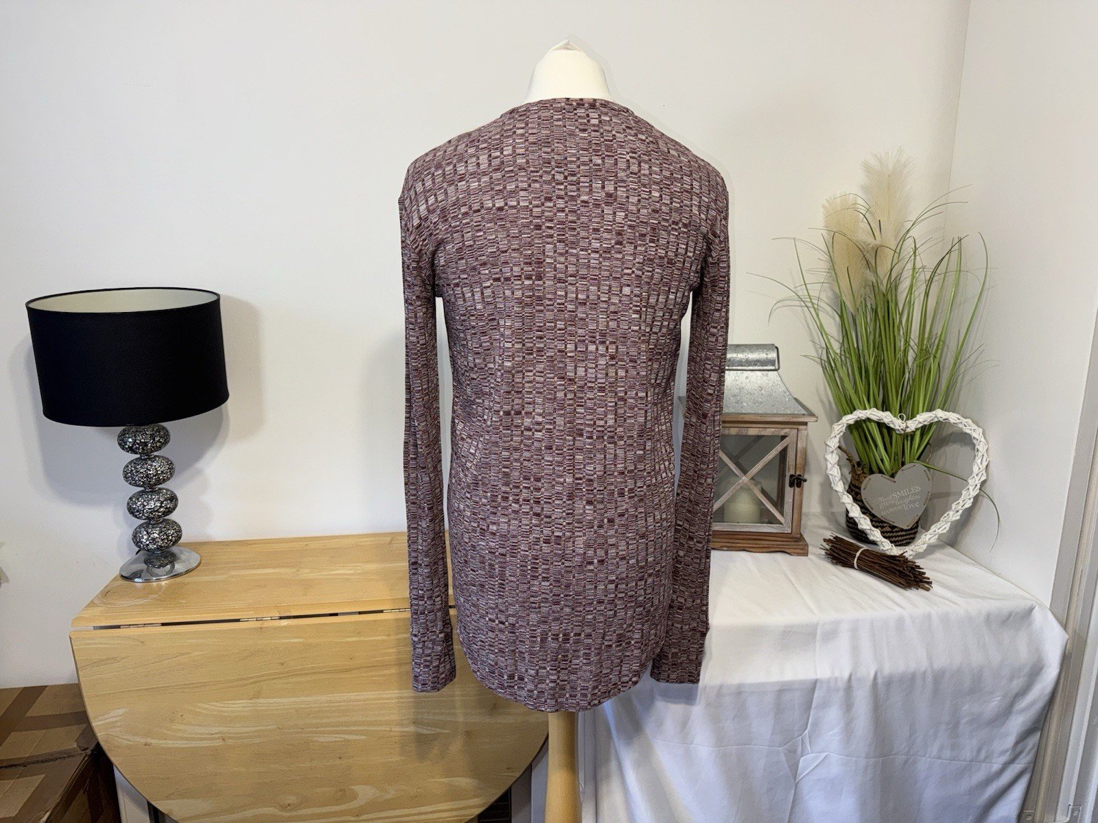 Siksilk Rib Long Sleeve Top Size S