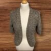 Vanilla Sands Grey Fleck Chunky Knit Bolero Short Sleeves Open Front Size 14
